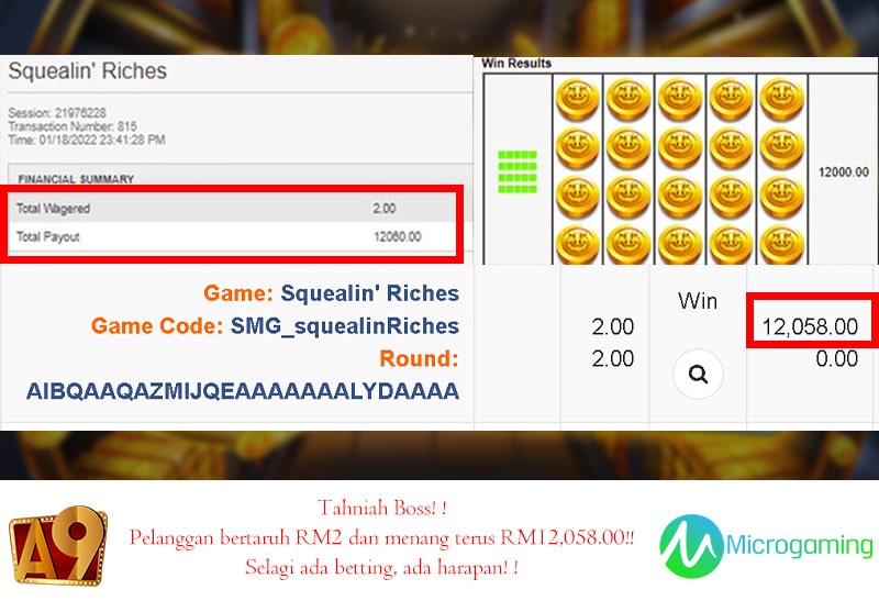 A9today &A9play Casino betting jackpot winner  | Menang besar | Win RM12058 with RM2